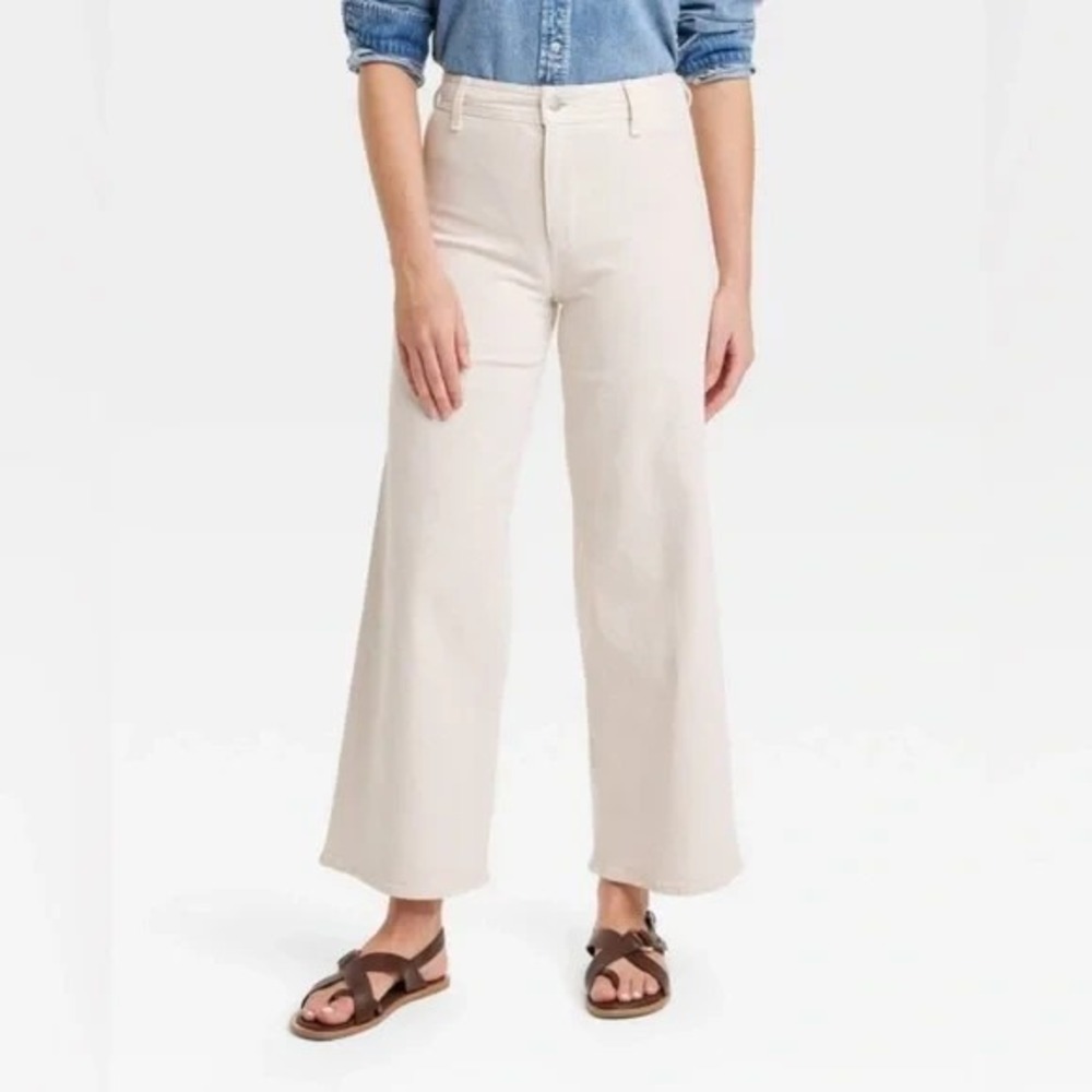 Women's High Rise Wide Leg Jeans Universal Thread Sailor Beige 16 NWT